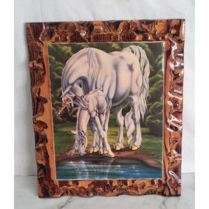 Vintage Unicorn Wood Wall Plaque 10x12